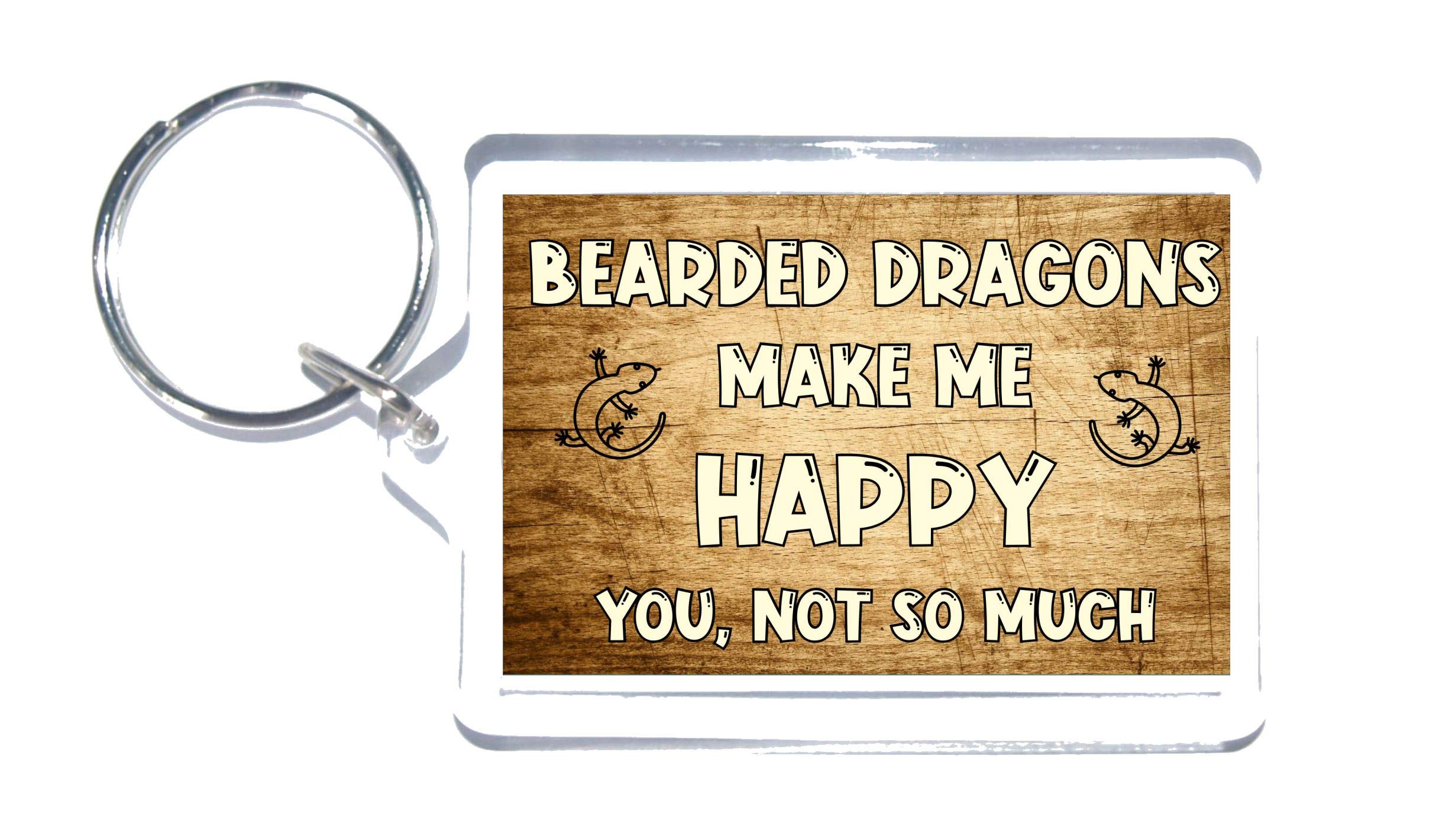 Clare''S Cosmetics Cream Bearded Dragon Keyring Gift – Bearded Dragons Make Me Happy You Not So Much - Novelty Keyring – Fun Gift – Great Gift Or Present