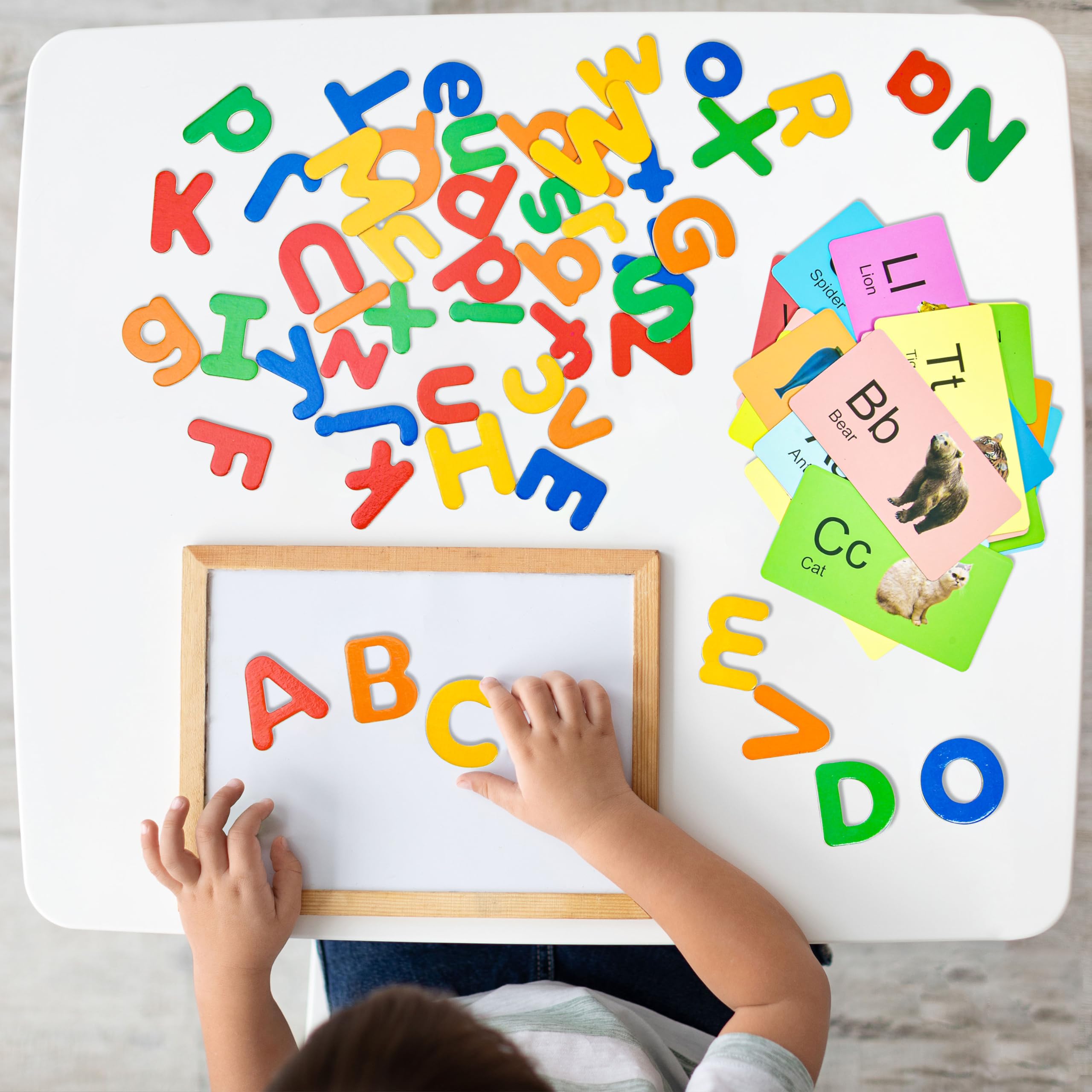 Aclarastra Magnetic Alphabet Letters and Wooden Shape Puzzles for Kids Ages 3-5, Learning Toy for 3 4 5 Year Old Girl Gift - Preschool Spelling Game Toddler Puzzles Educational Toy Toddler Kid Ages 3+