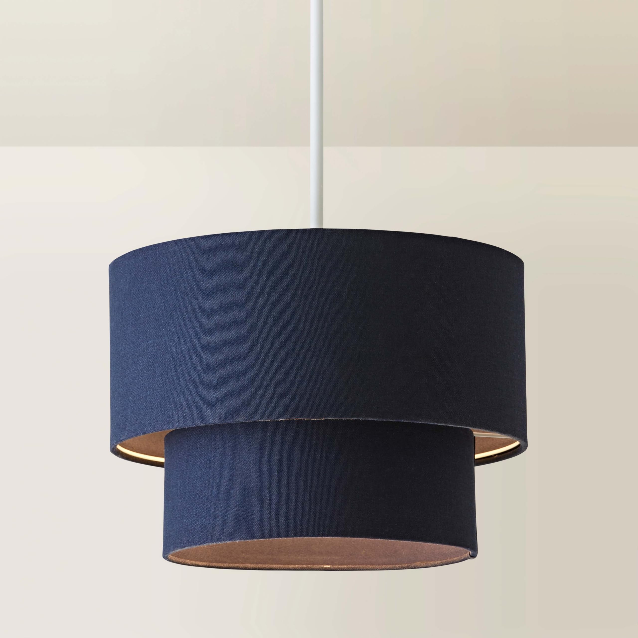 ValueLights | Jodie Two Tier Navy Linen Ceiling Drum Lamp Shade | Ceiling Lights, Home Décor & Improvement Essential