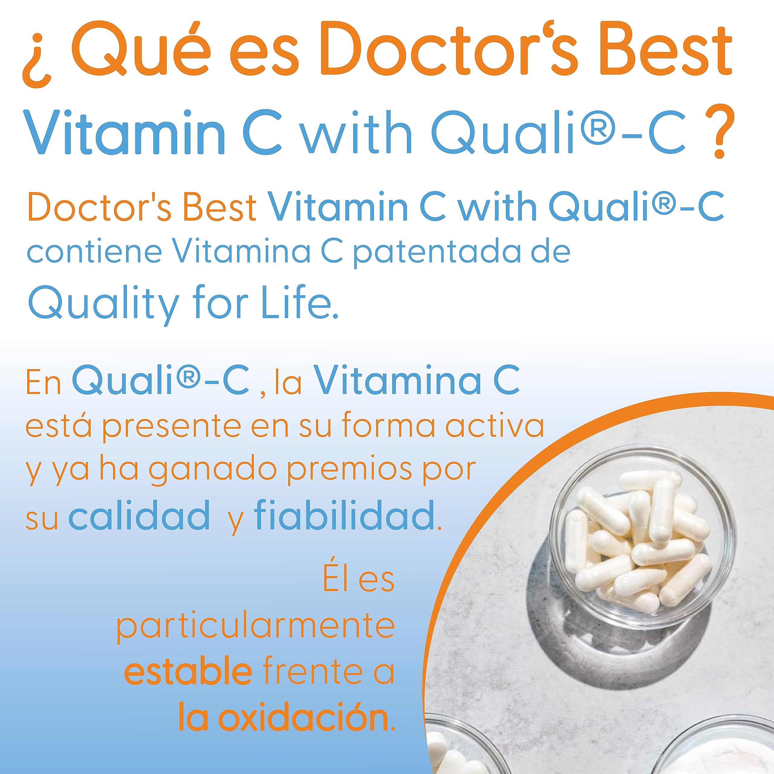 Doctor's Best, Vitamina C con Quali C, 1.000mg, 120 Cápsulas veganas, Probado en Laboratorio, Sin Gluten, Sin Soja, Vegetariano