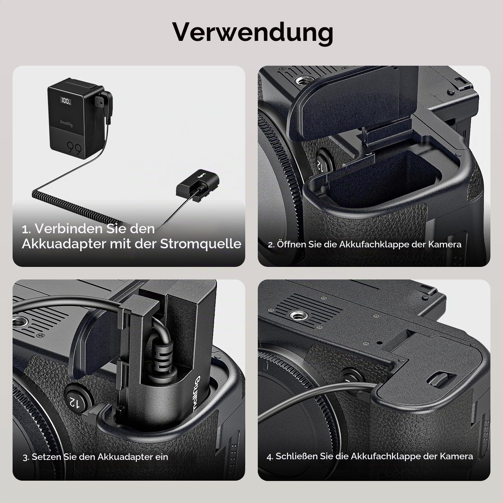 SMALLRIG D-TAP auf LP-E6NH Dummy-Akku, LP-E6NH Spiral-Stromkabel für Canon 5D Mark II, 5D Mark III, 5D Mark IV, 6D Mark II, R6 Mark III, R6 Mark II, 90D, XC10, XC15, 5DS, 5DSR, R, R5, R6, R7-4252