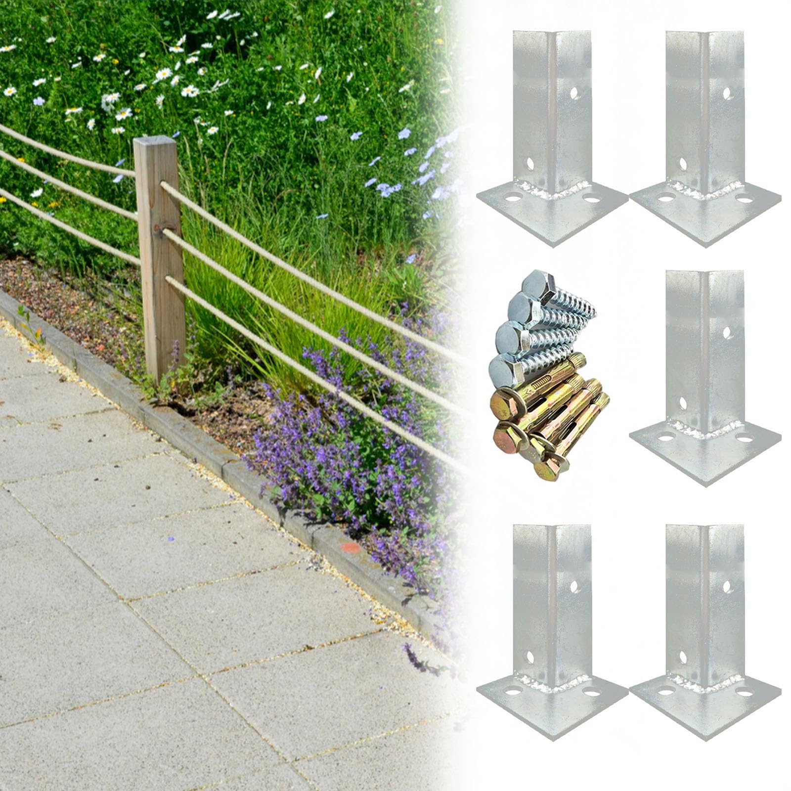 Pgpgp One Color Galvanized Concrete Post Anchor 2X2 Inch Adjustable Base For Decks, Fences, And Pergolas(5Pcs 40X40x200mm)