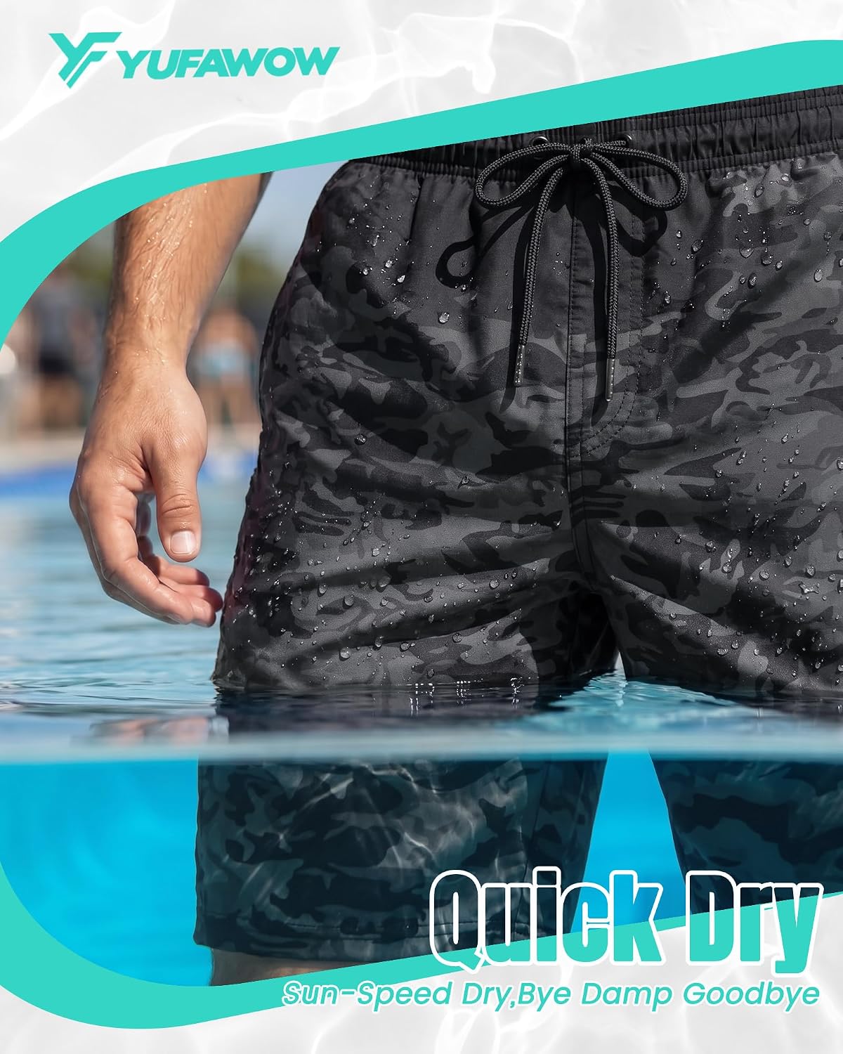 Yufawow 9 Inches Men Swim Trunks with Mesh Lining Quick Dry Breathable for Beach Cruise Travel Pool