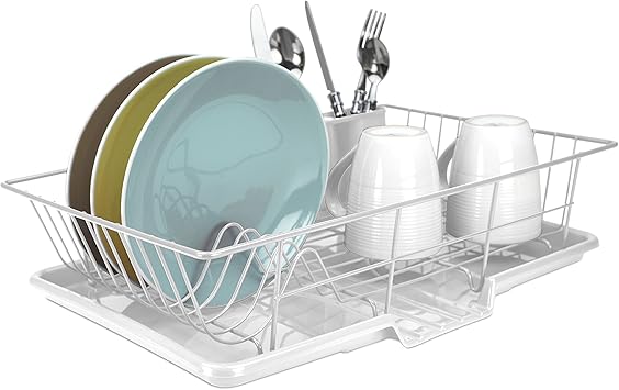 Plastic Dish Drainer with Tray and Cutlery Holder
