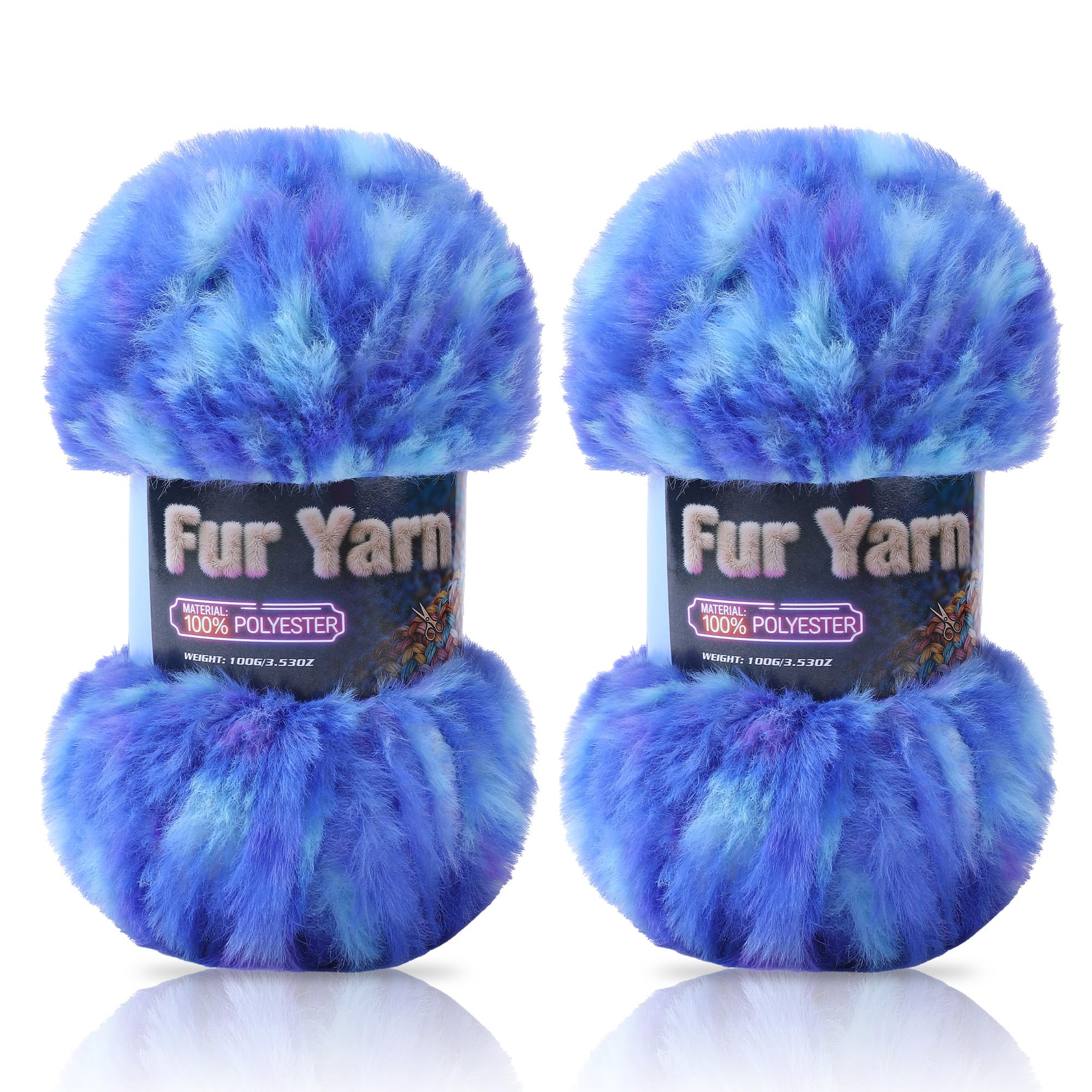 Faux Fur Yarn Soft Fluffy for Crocheting - 2 Skeins(Each 3.5oz/100g, 71yd/65m) - Chunky & Fluffy Yarn for Crochet Amigurumi, Blankets, Hand Knitting, Scarves &Crafts (2, Beige) — view 8