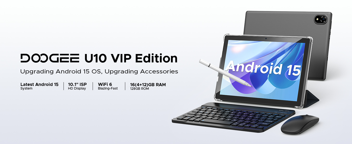 DOOGEE U10 2025 Newest Android 15 Tablet with Keyboard, 10 Inch