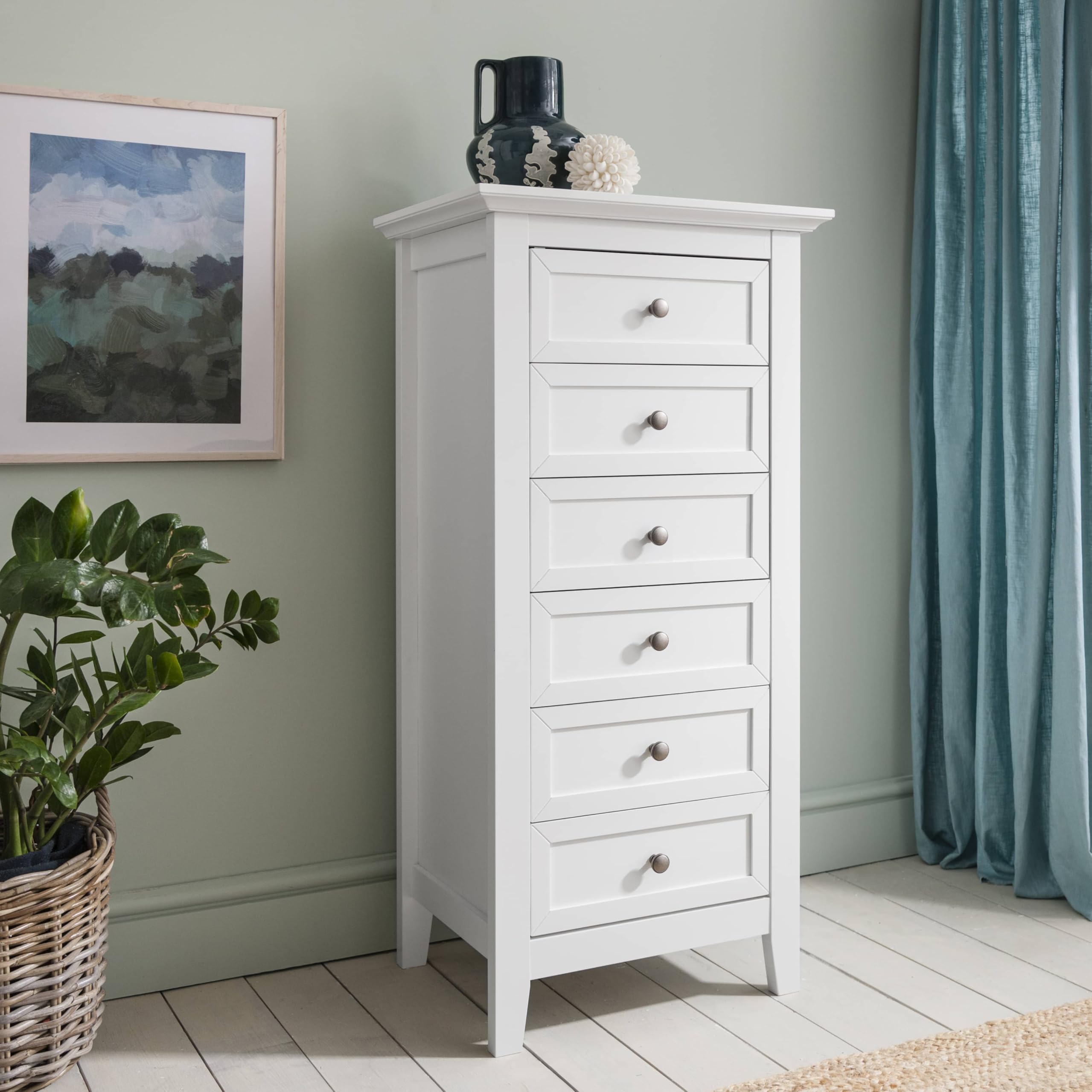 Noa and Nani Karlstad Chest of Drawers Tall Bedroom 6 Drawer in Classic White
