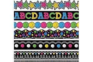 82Ft Classroom Bulletin Board Borders & 72Pcs Colorful Chalkboard Border Trim Stickers:...