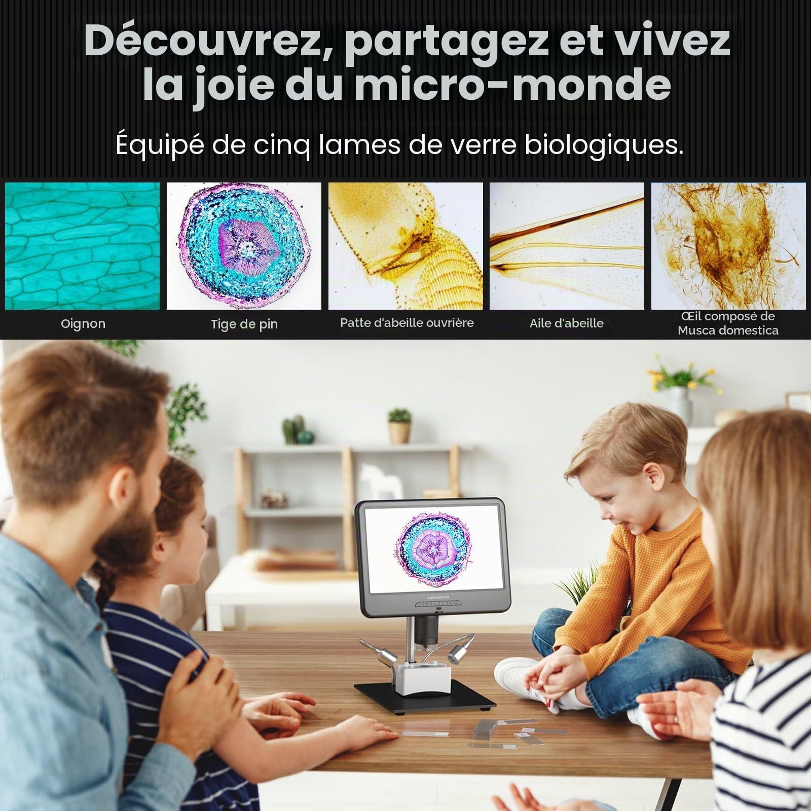 Andonstar AD210 Microscope numérique LCD 10,1 pouces pour réparation électronique