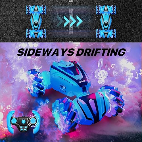 Miniatura 5 de Autos RC para niños, juguetes para niños de 6, 7, 8, 9 a 14 años, auto a control remoto de 360  voltea el auto de acrobacias de doble cara giratoria