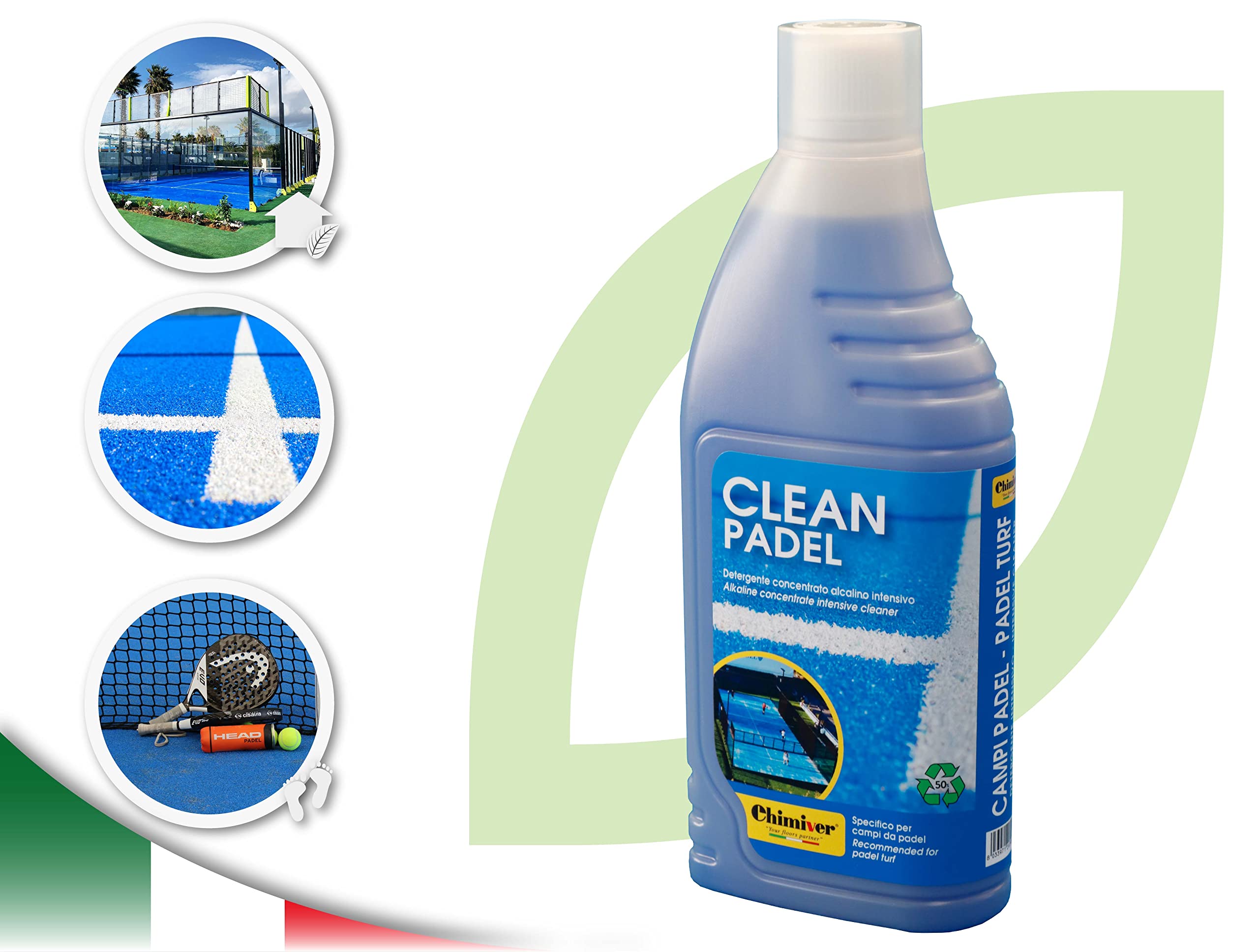 Chimiver Kit Clean Padel Set detergenza campi da Padel Windows Star detergente antistatico vetri 7L + 2x750ml