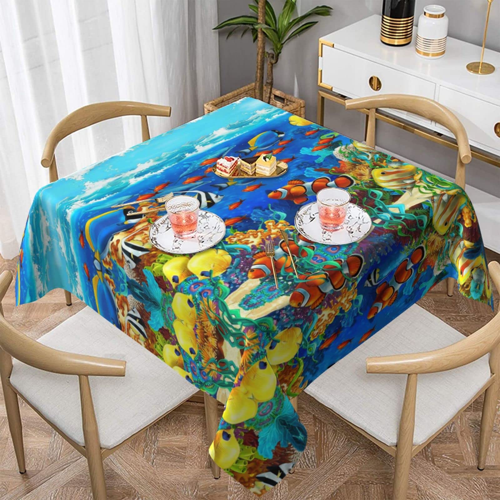 ShinyBeauty Tovaglia quadrata a quadri rossi e bianchi da 54x54 pollici, stile Buffalo Plaid, in cotone lavabile, elegante copritavolo adatta per la sala da pranzo e il Ringraziamento