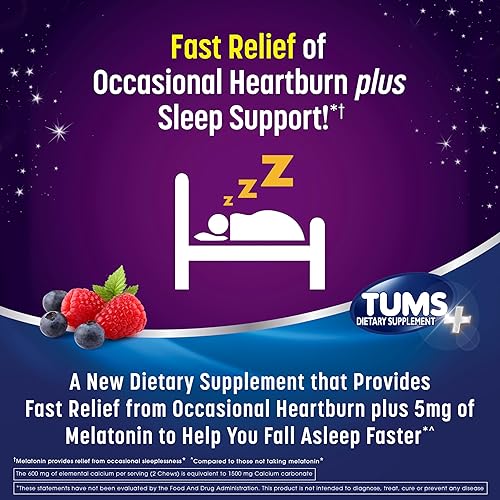 Miniatura 3 de TUMS Suplemento dietético masticable para la acidez estomacal Plus Sleep Support para alivio ocasional de la acidez estomacal más apoyo para dormir,