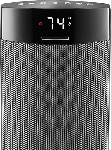 Miniatura 7 de Lasko Ellipse - Calentador de mesa de cerámica para el hogar con interruptor de vuelco, bloqueo para niños, pantalla digital, termostato, modo