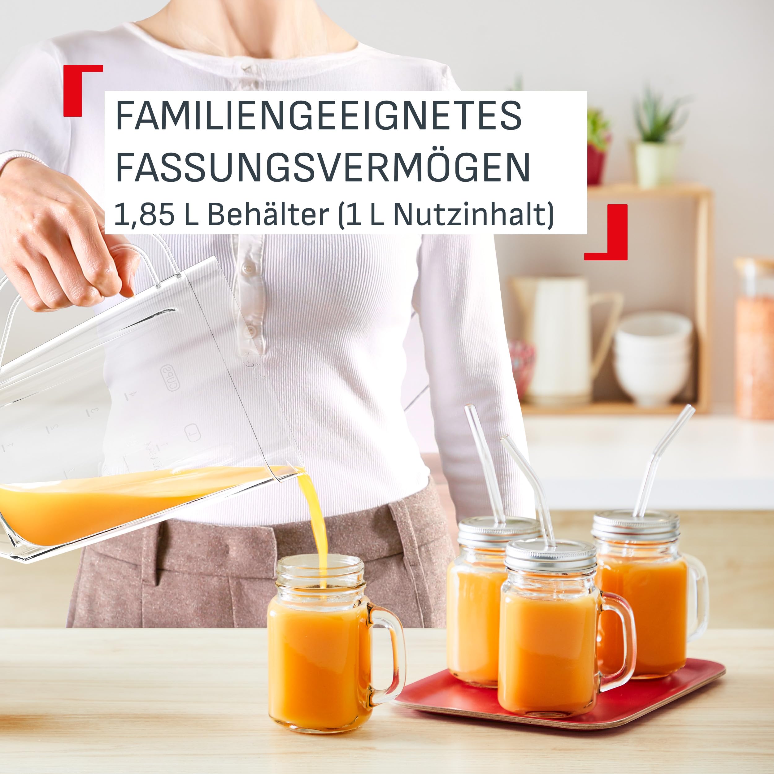 Tefal Blendforce Essential Standmixer, 450 Watt, 2 Geschwindigkeitseinstellungen + Pulsmodus, Ice-Crush Funktion, 1,85 Liter Kapazität, Luftkühlsystem, inkl. Zerkleinerer, Schwarz, BL4118F0