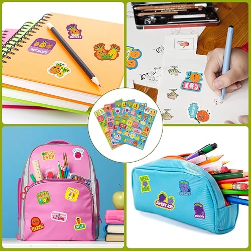 Miniatura 7 de 750 calcomanías perfumadas para raspar, calcomanías malolientes, frutas y alimentos, calcomanías de motivación para suministros escolares,