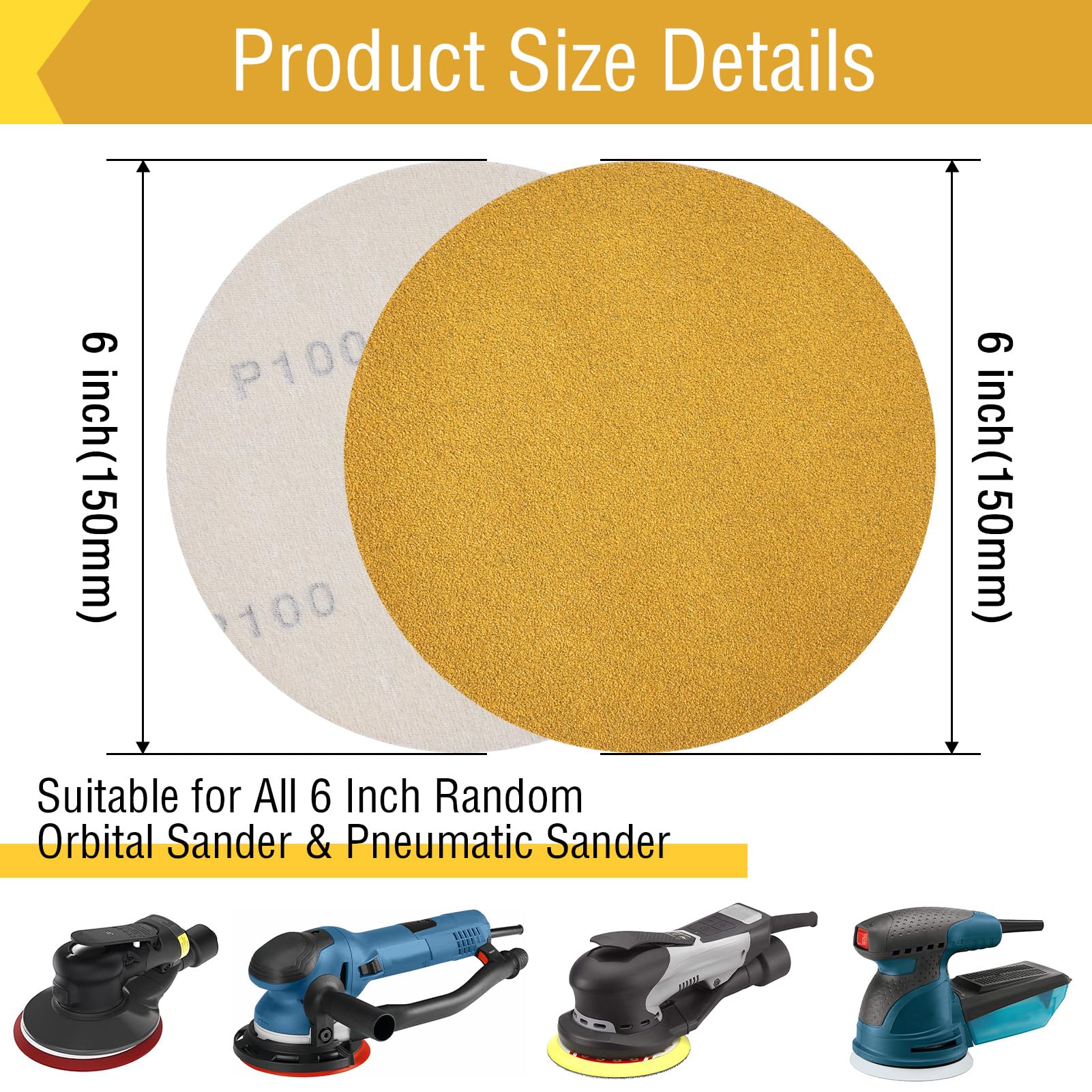 Sanding Discs 60Pcs Set 5 Inch 8 Holes Hook And Loop Gold Sandpaper 125mm,40 To 400 Grits For Random Orbit Sander Woodworking Wet And Dry Sandpaper 6 thumbnail image