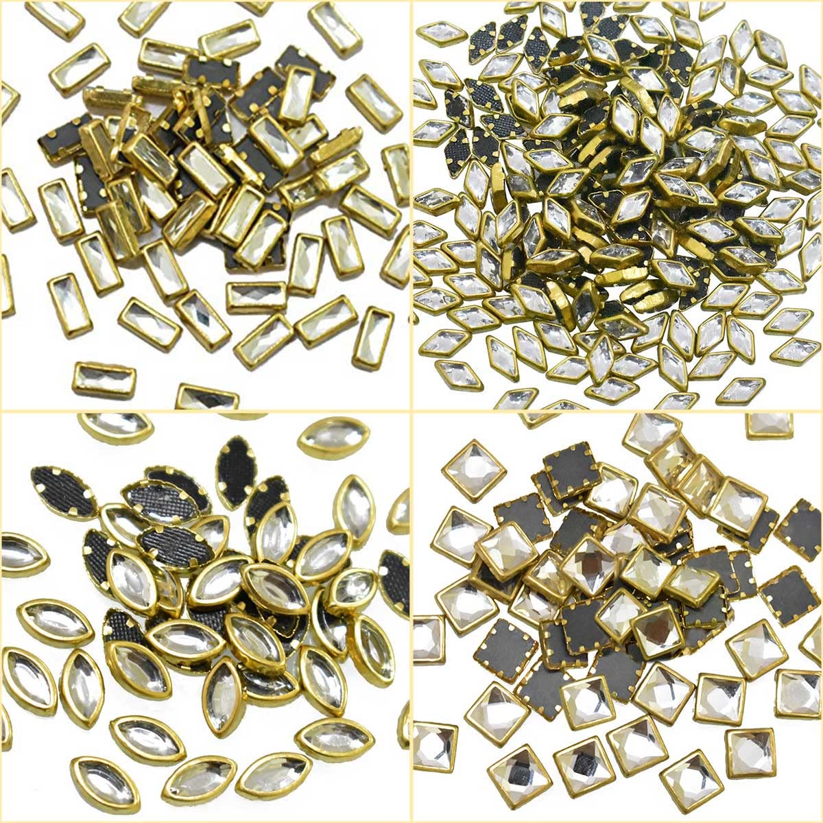 Embroiderymaterial Flat Back Glue On Kundan Stone/Rhinestones Beads for Craft, Jewellery Making, Embroidery, Embellishment, Toran Making (10 Styles-Gold and Silver Color, 500 Pieces) 4