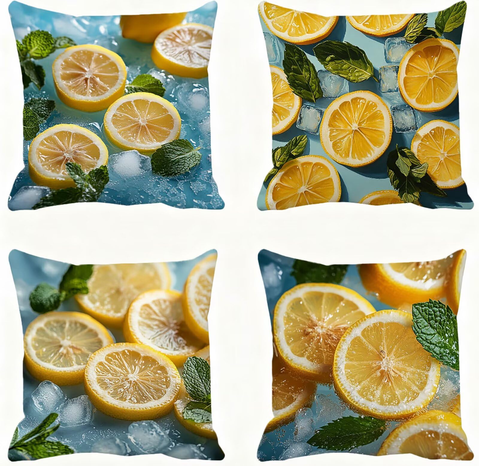 Taie oreiller 60x60 lot de 4 fruit jaune et housse de coussin carrée pour canapé
