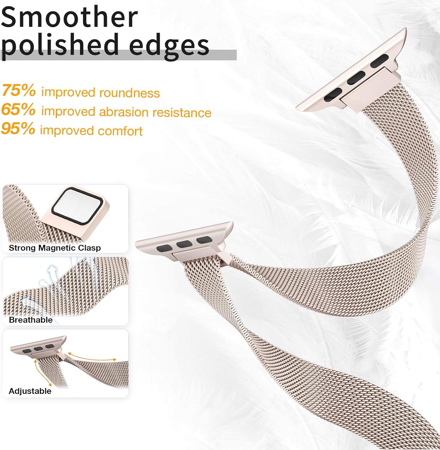 MARGE PLUS Slim Milanese Loop Compatible with Apple Watch Band for women 41mm 41mm 38mm 42mm 46mm 45mm 44mm, Stainless Steel Magnetic Mesh Strap work on iWatch Series 11 10 9 8 7 6 5 4 3 & SE 3 2 1 - Image 3