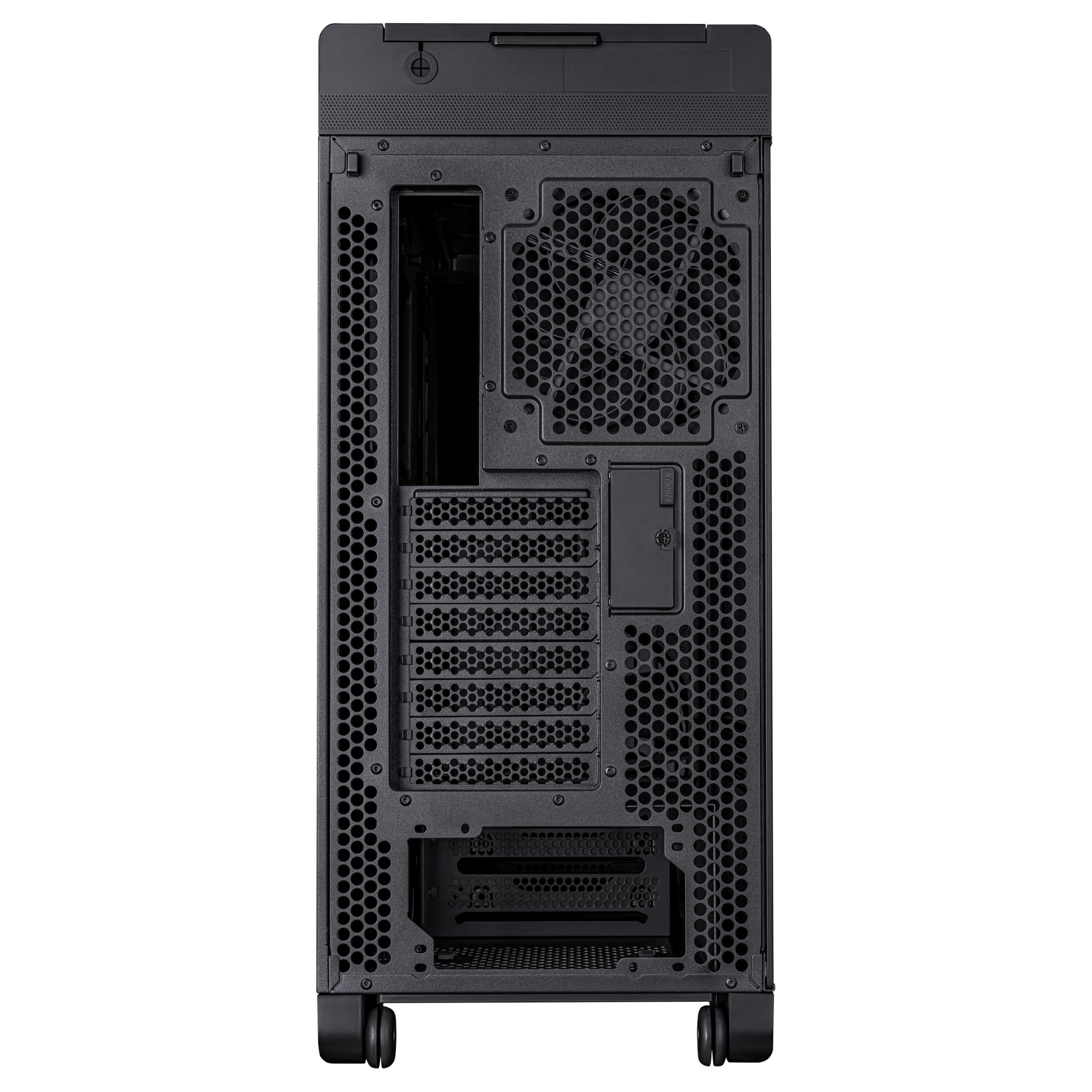 ASUS PROART PA602 TG PWM BLACK Case Gaming E-ATX, obudowa ze szkła hartowanego, uchwyt do radiatora 420 mm, wentylatory 140 mm i 200 mm, czujnik pyłu na podczerwień, boczny wylot powietrza, czarny