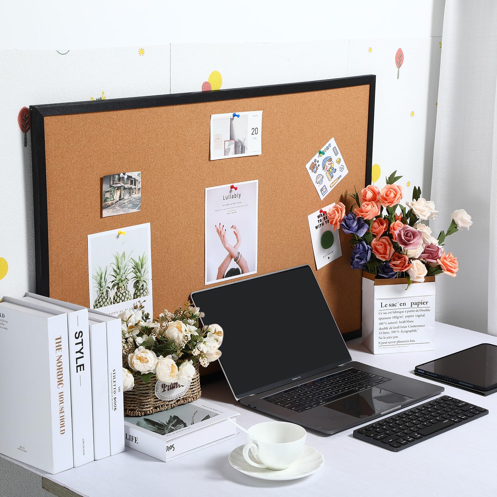 Wesiti Kork-Pinnwand, 61x91 Cm (3 Stück) – Gerahmte Kiefernholz-Tafel Mit Nadeln & Aufhängezubehör Für Büro, Homeoffice & Kinderzimmer