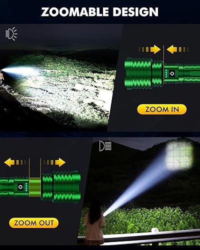 Miniatura 4 de Linterna súper brillante de 5000.000 lúmenes altos, linternas LED recargables alimentadas por batería, linterna táctica impermeable de mano, con