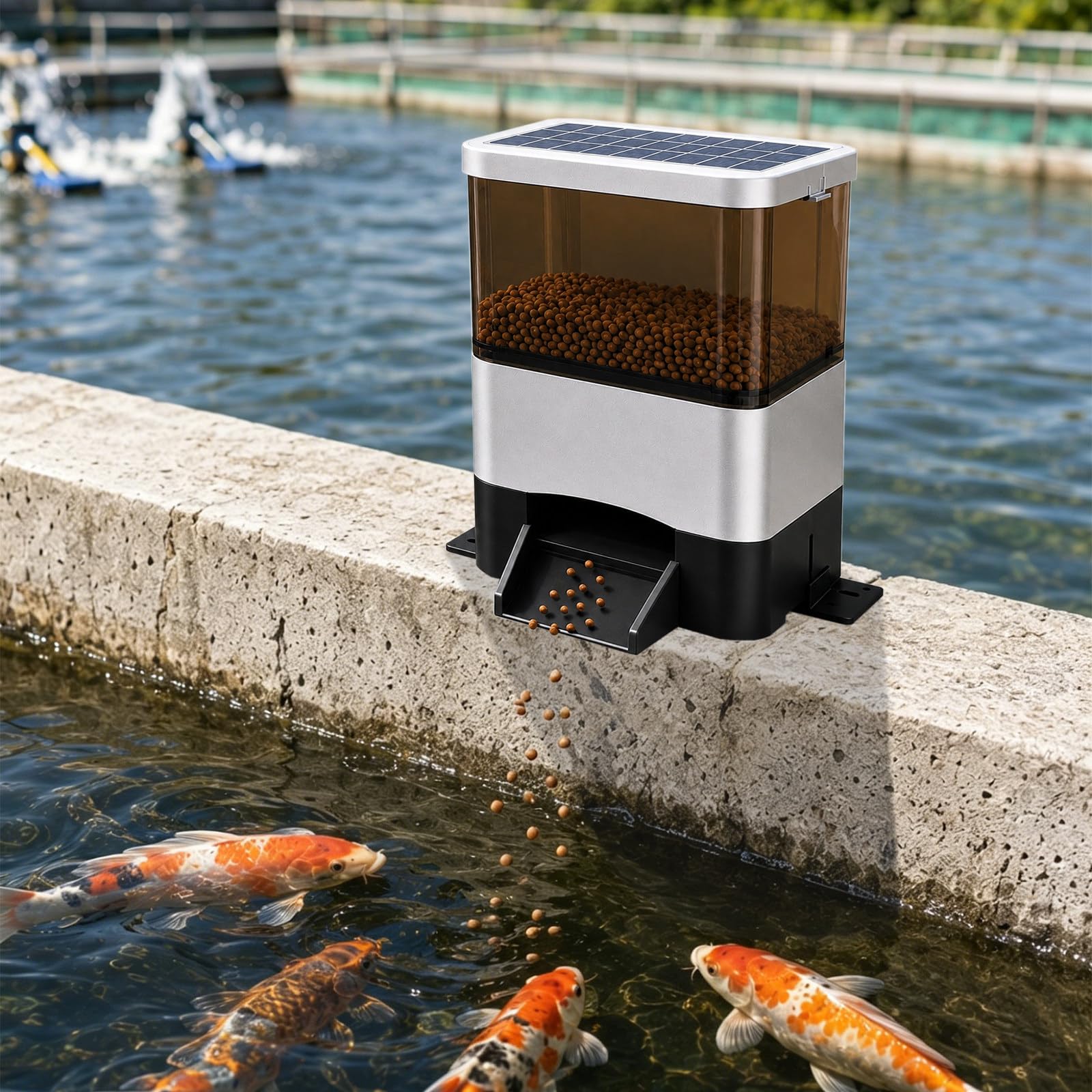Comedero de estanques para koi ideal en jardines exteriores con wifi