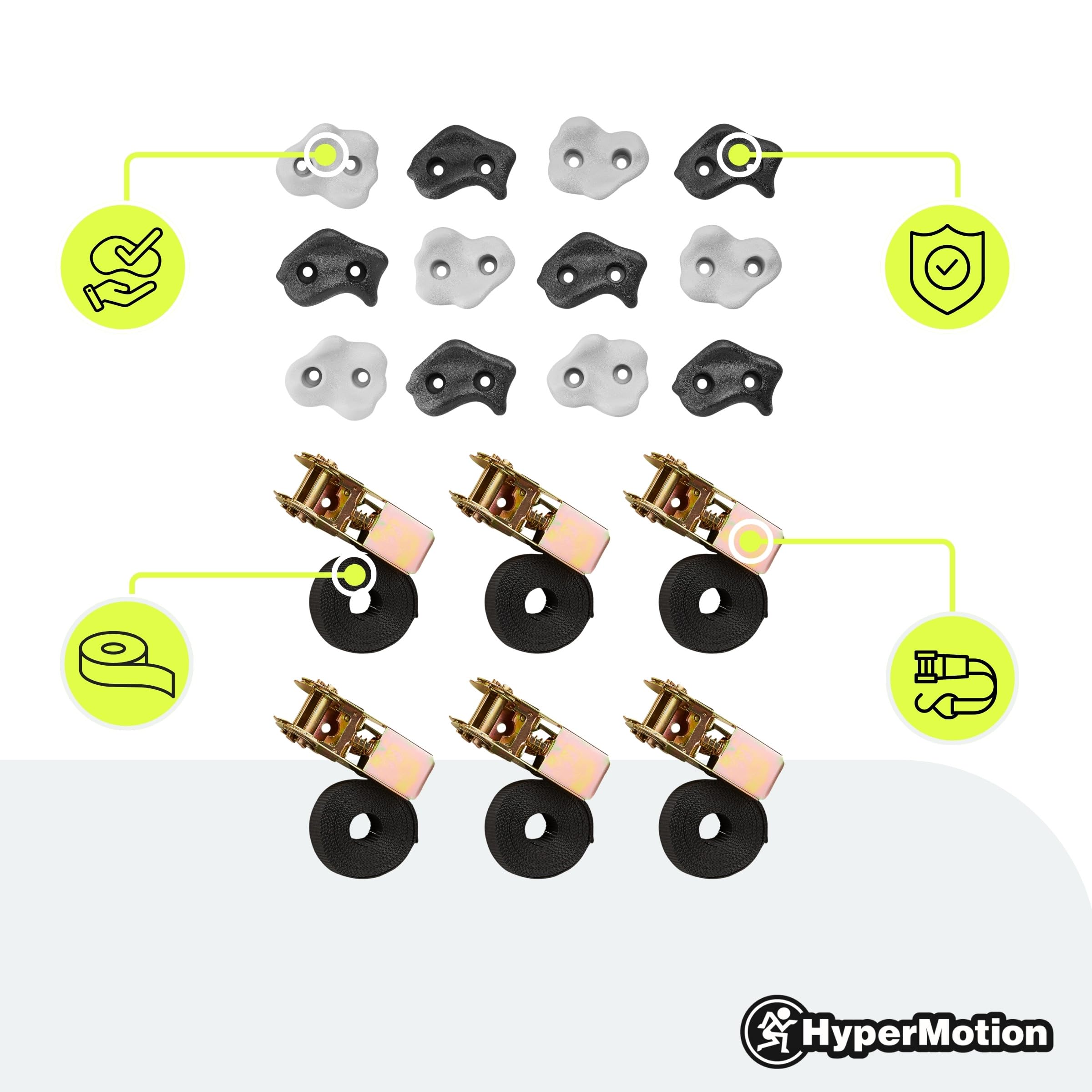 HyperMotion Set da Arrampicata su Albero per Bambini, 18 Pezzi, con Maniglie Resistenti e Cinghie Regolabili | Portata 91 kg | Uso Esterno, da 3 Anni