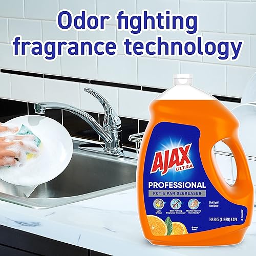 Miniatura 10 de Ajax Ultra Professional - Jabón antibacteriano para ollas y sartenes, aroma a naranja, 145 onzas líquidas (1.13 galones), paquete de 4 (61034313CT)