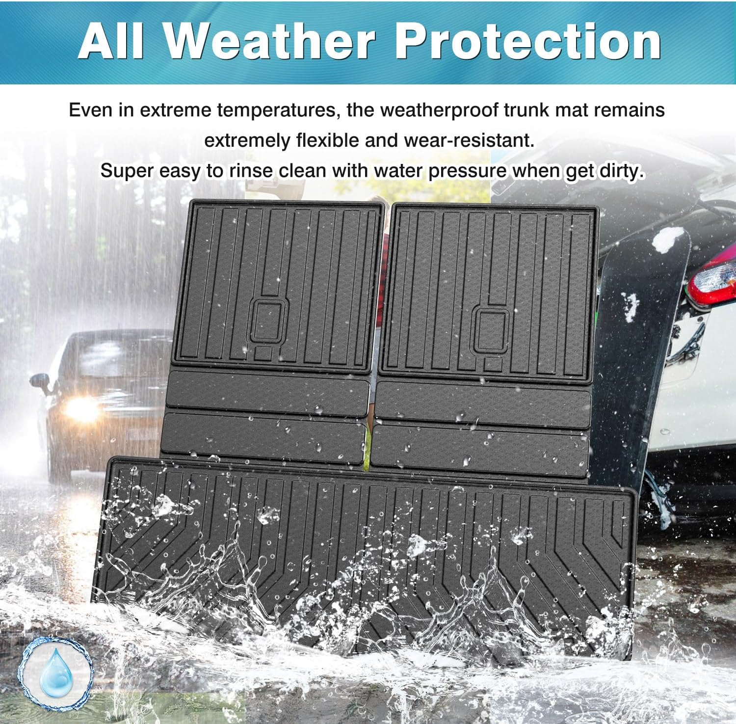 Mixsuper Cargo Liner for Ford Explorer 2020-2025, Trunk Mat for Ford Explorer Accessories Rear Trunk Liner Cargo Mat Backrest Mat Black