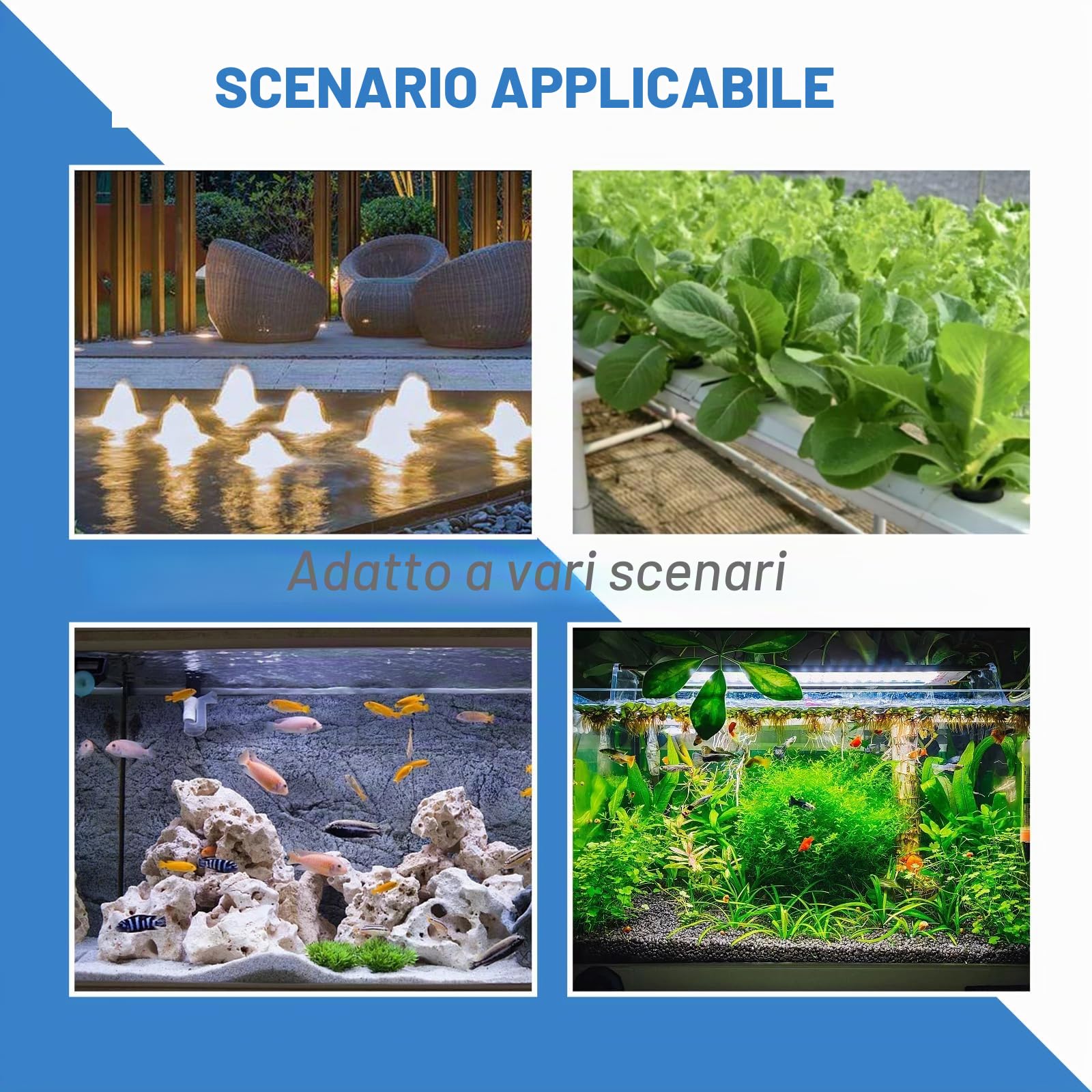 Pompa dell'acqua, pompa per acquario, 35 W, 2500 l/h, ultraleggera, mini pompa per laghetto con interruttore regolabile, tubo da 1 m e 3 ugelli per idroponica, fontana, stagno, acquari