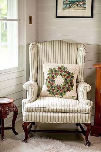 Miniatura 3 de Almohada decorativa de lana con diseño artístico de bayas y hojas con corona de bayas y hojas (18 x 18 pulgadas), almohada navideña para sofás y