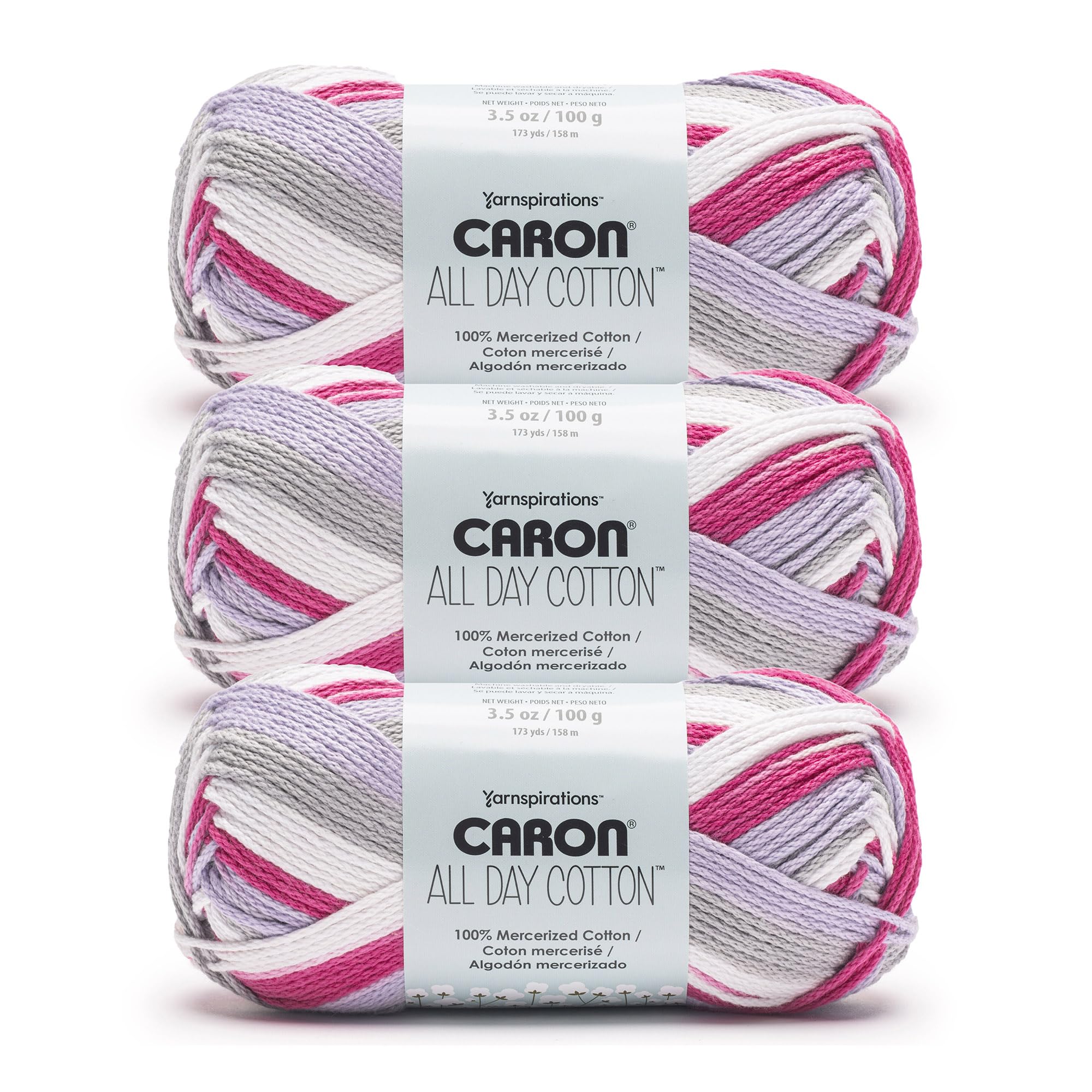 Amazon.com: Caron All Day Cotton Lavender Haze Yarn - 3 Pack of