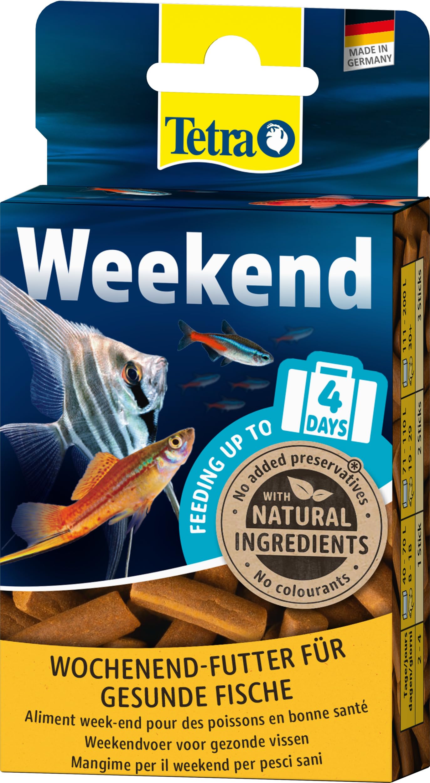 TetraMin Weekend Wochenendfutter - kompakte Futtersticks für die Versorgung aller Zierfische am Wochenende bzw. für bis zu 4 Tagen, 20 Stück