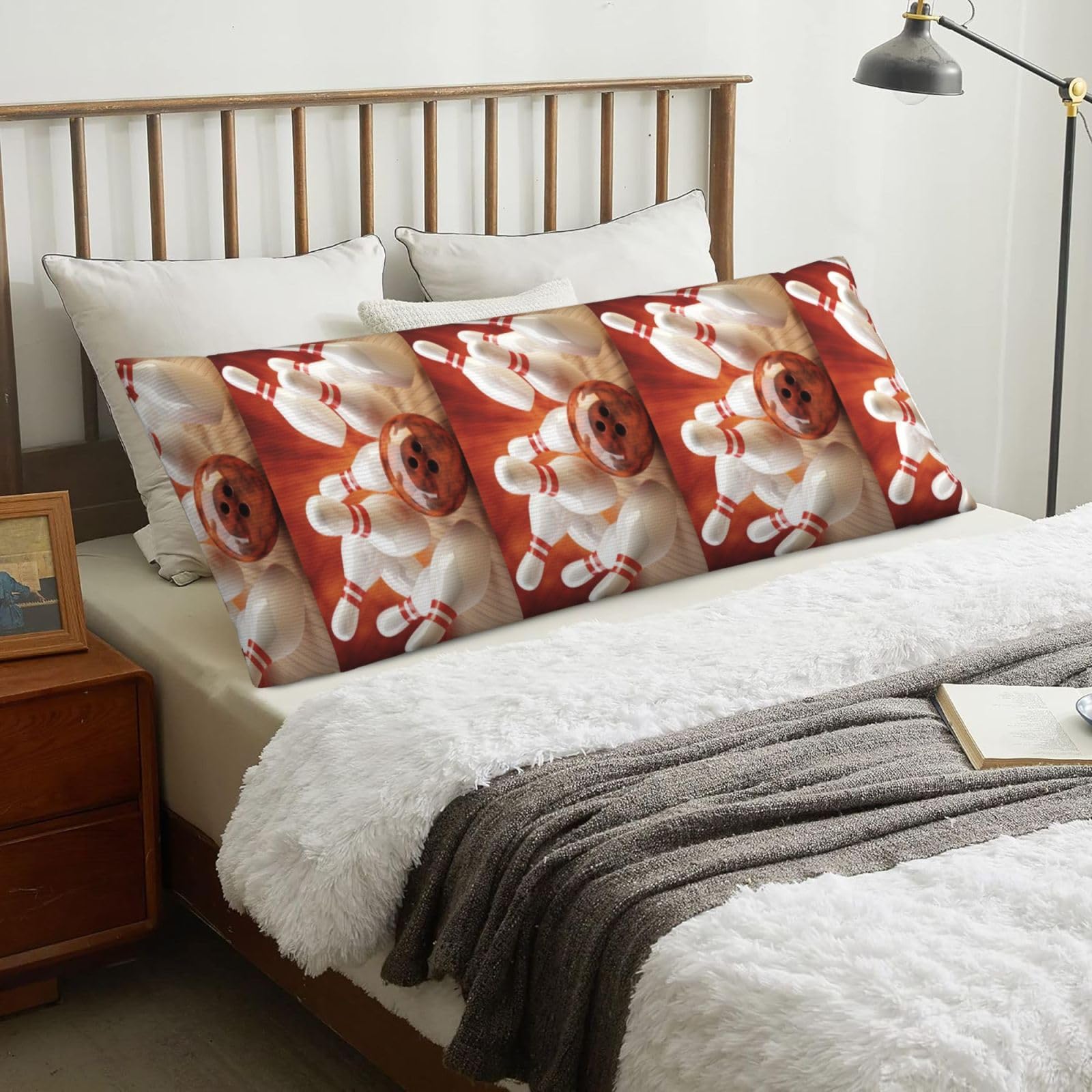 Bowling, Body Pillow Cover with Zipper,Long Body Pillowcase 20 x 60 in