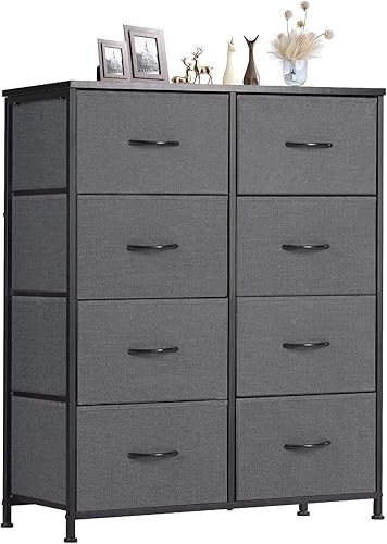 Sweetcrispy Cómoda de 8 cajones para dormitorio, muebles de habitación de niños, torre de pecho alto, unidades organizadoras de almacenamiento para