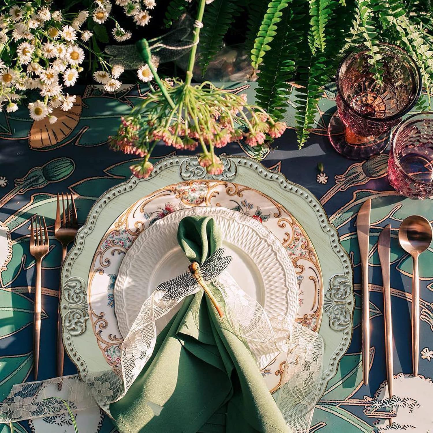 Spsyrine Antique Light Green Charger Plates Set of 6, 13" Plate Chargers for Dinner Plates, Wedding, Banquets, Party