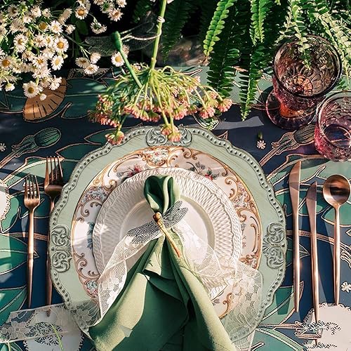 Miniatura 7 de Spsyrine Juego de 6 platos antiguos de color verde claro, cargadores de platos de 13 pulgadas para platos de cena, bodas, banquetes, fiestas