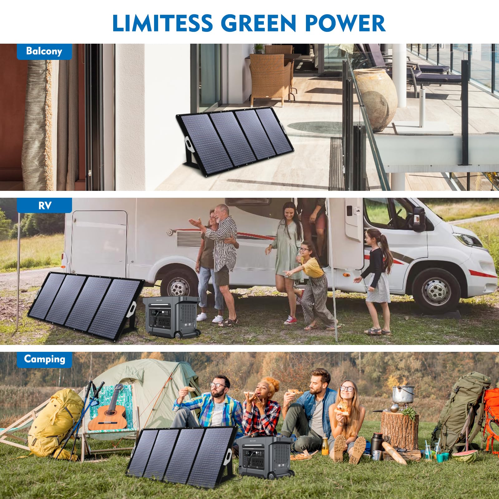 Pannello Solare Pieghevole 400W - Modulo Fotovoltaico/Caricatore Solare per Power Station Portatile e Generatore Solare, Impermeabile IP67, Pannello Fotovoltaico Portatile