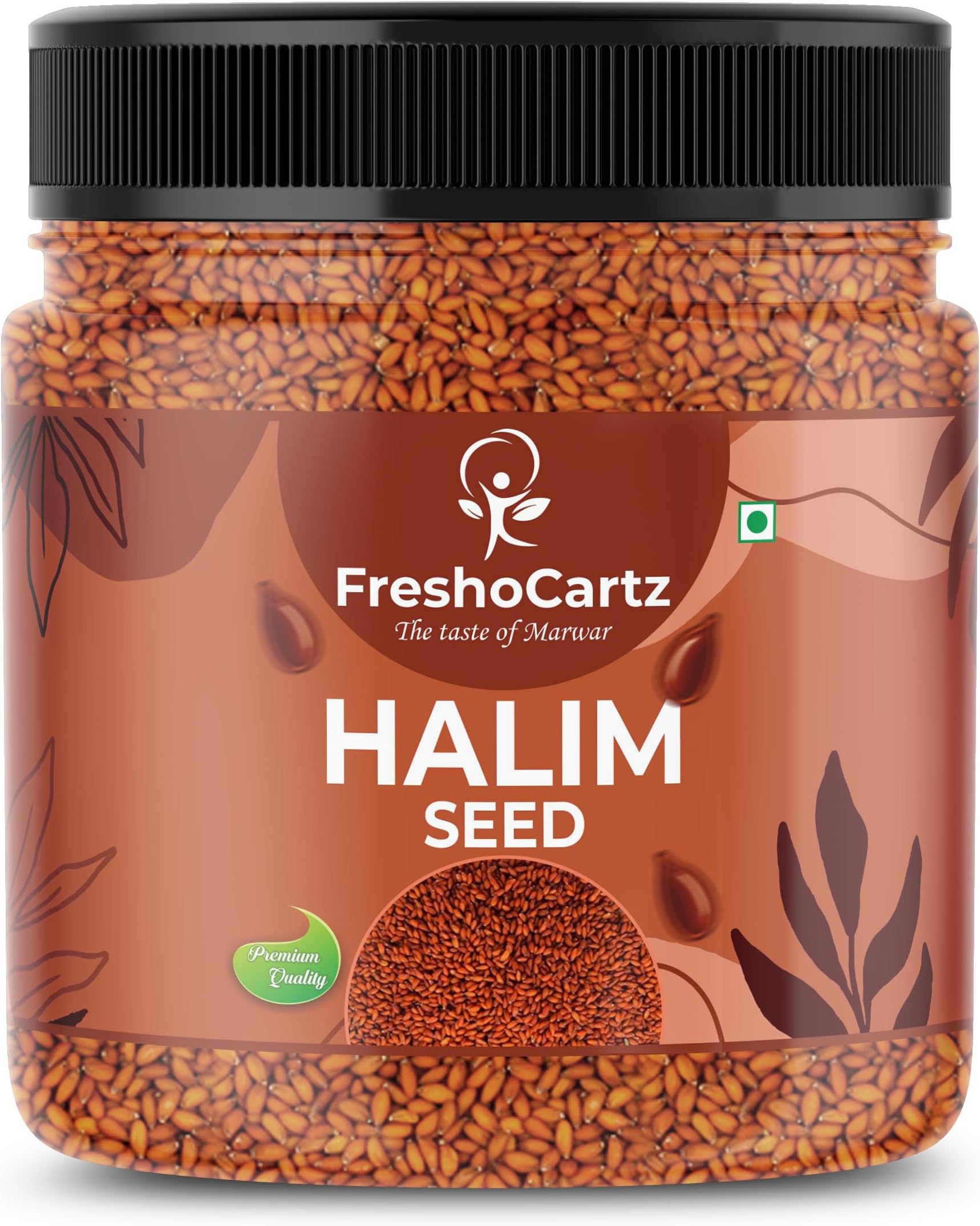 FreshoCartz Halim Seeds 400gm | Premium Asaliya Seeds for Eat and Drink | Dry Garden Cress, Haleem, Aliv Seed | Non GMO High in Fibre & Omega 3 Jar Pack Of 1 | Perfect for Gifting