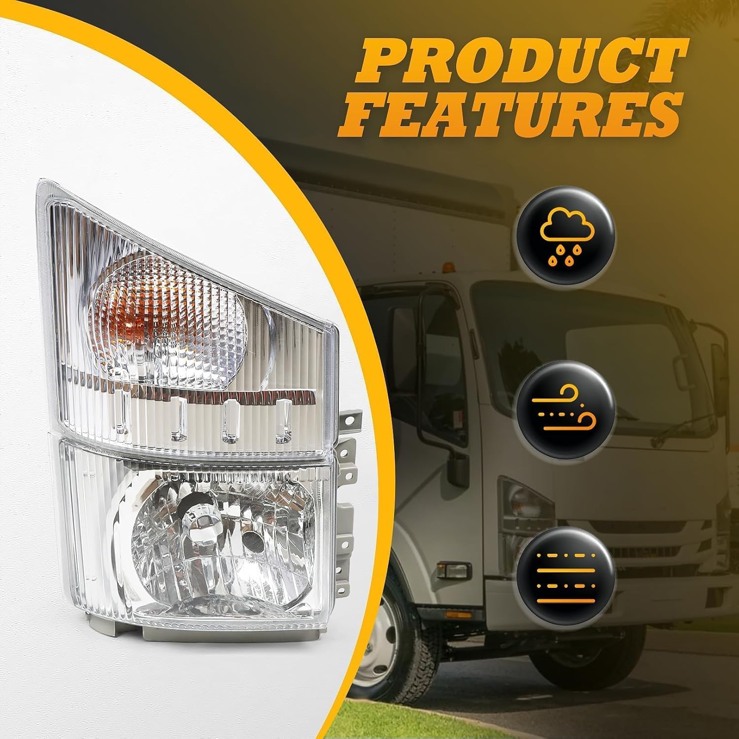 Passenger Side Halogen Headlight Assembly w/Corner Lamp Compatible with 2008-2020 NPR NPR-HD NQR NRR Right Headlamp 8975851702