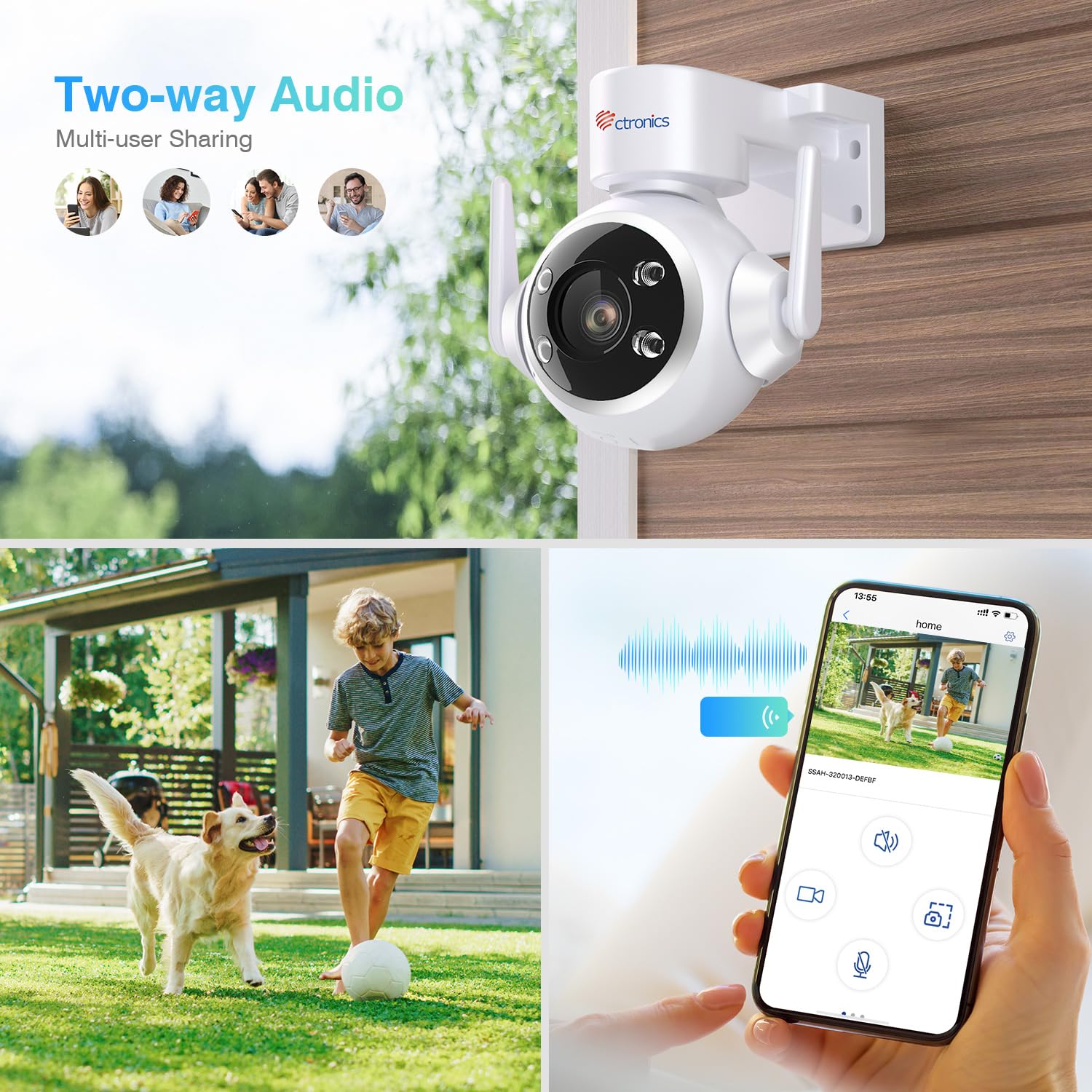 Ctronics Kit Cámara Vigilancia WiFi Exterior 4PCS, IP Camara Vigilancia Domicilio con Seguimiento Auto Detección Humana, 30M Visión Nocturna Colorida, Audio Bidireccional, 3 Métodos de Montaje (4)