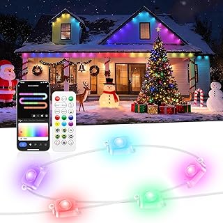 100FT Permanent Outdoor Lights for House -Eaves Lights with 50 IC+RGB LED IP67 Waterproof, Smart Outside LED Christmas Light with App/Remote, Eternity Lighting for Holiday/Daily