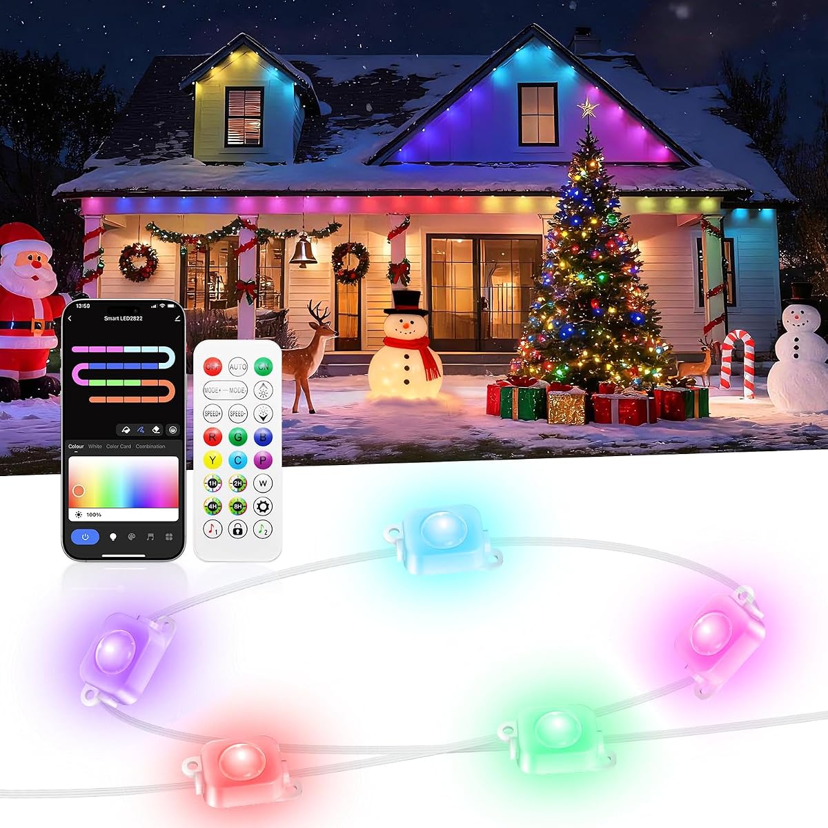 lemonlovely Permanent Outdoor Lights for House -Eaves Lights 300FT with 150