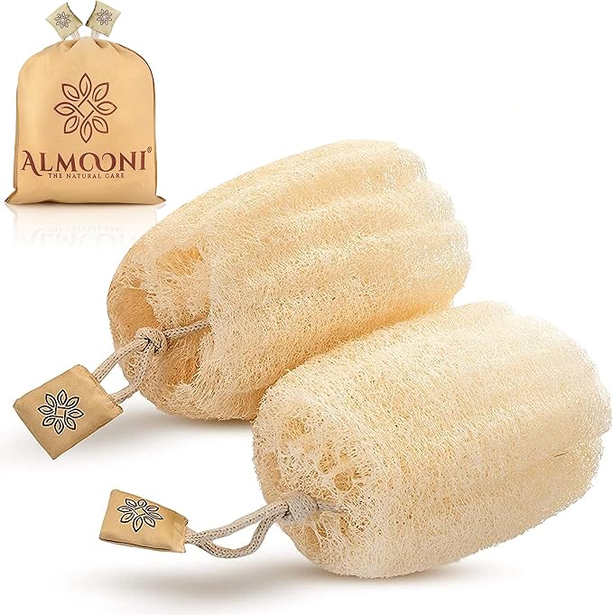 Almooni Egyptian Loofah Exfoliating Body Scrubber, Natural
