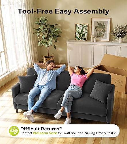 Miniatura 6 de Sofá de 83 pulgadas, cómodos sofás para sala de estar, sofás de forro polar de peluche para sala de estar, sofá biplaza sin herramientas, sofás de