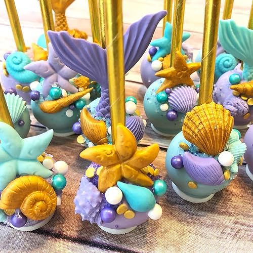 Miniatura 6 de Moldes de fondant con temática marina, 4 piezas, cola de sirena, concha, estrella de mar, para hornear, chocolate, moldes de silicona para