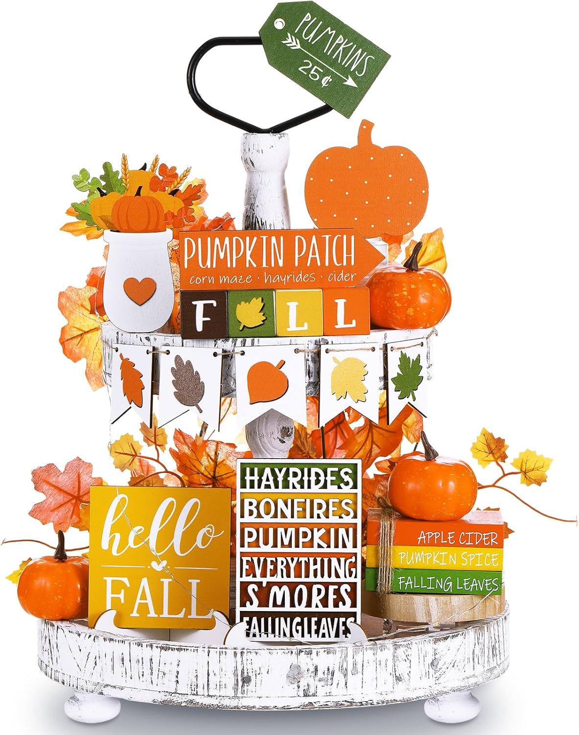 FairySandy 19 PCS Bright Fall Tiered Tray Decor Fall