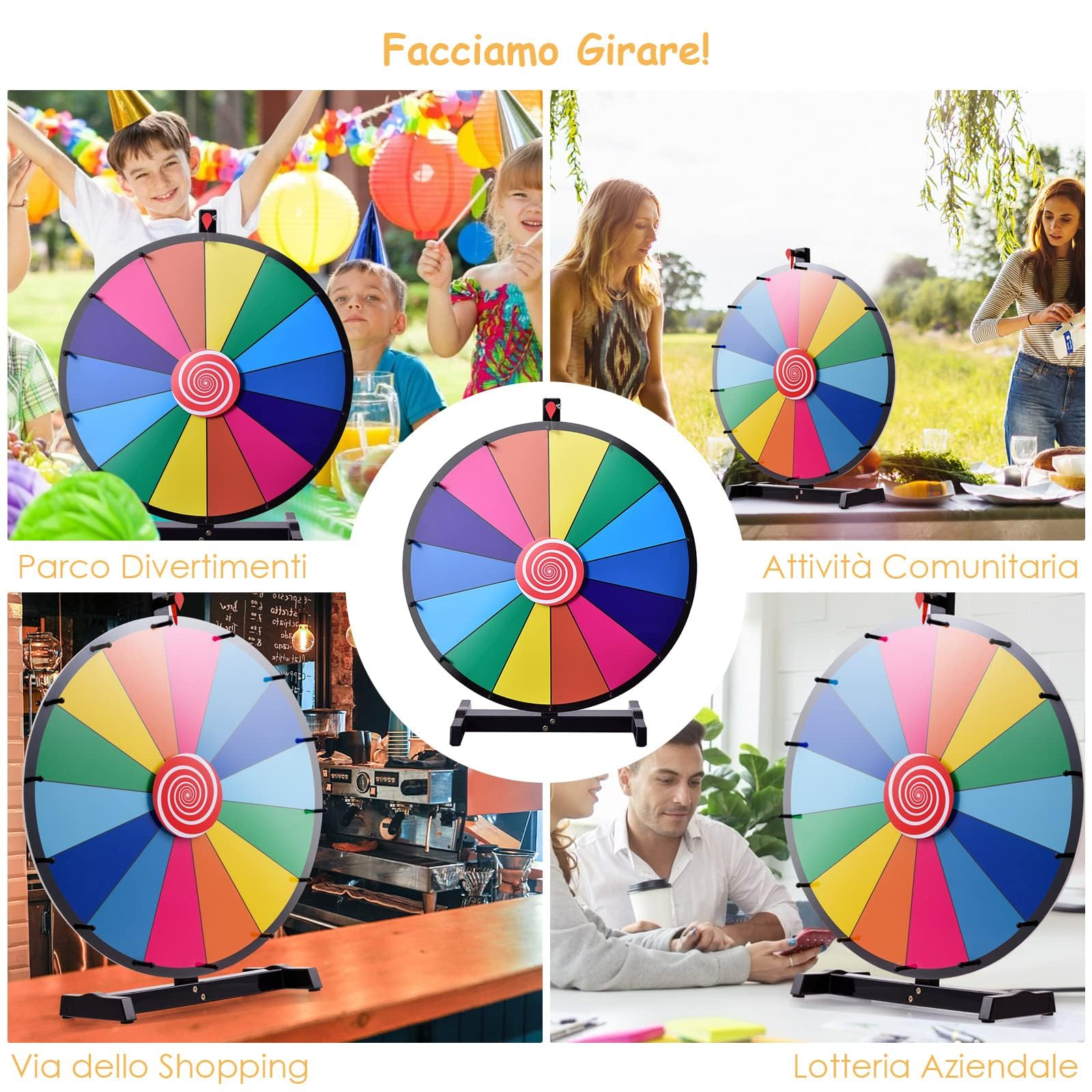 RELAX4LIFE Gioco Ruota della Fortuna (Φ60cm 14 Slots,Modello 2)